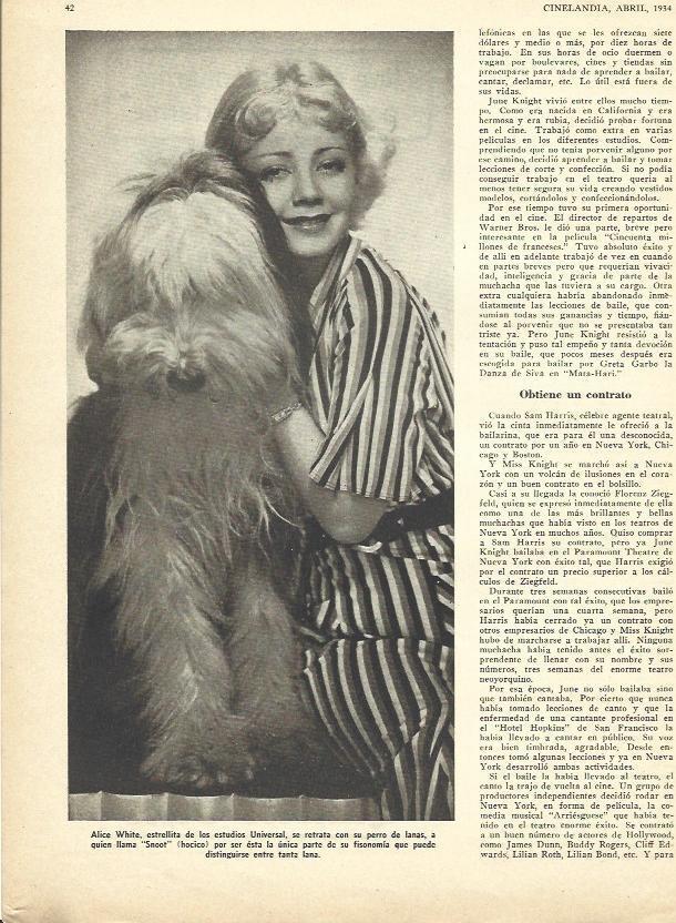 LAMINA 31734: Alice White con su perro