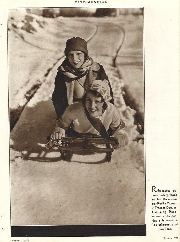 LAMINA 31819: Rosita Moreno y Frances Dee en trineo