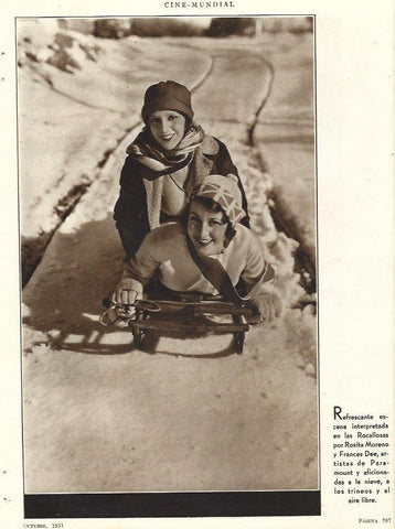 LAMINA 31819: Rosita Moreno y Frances Dee en trineo