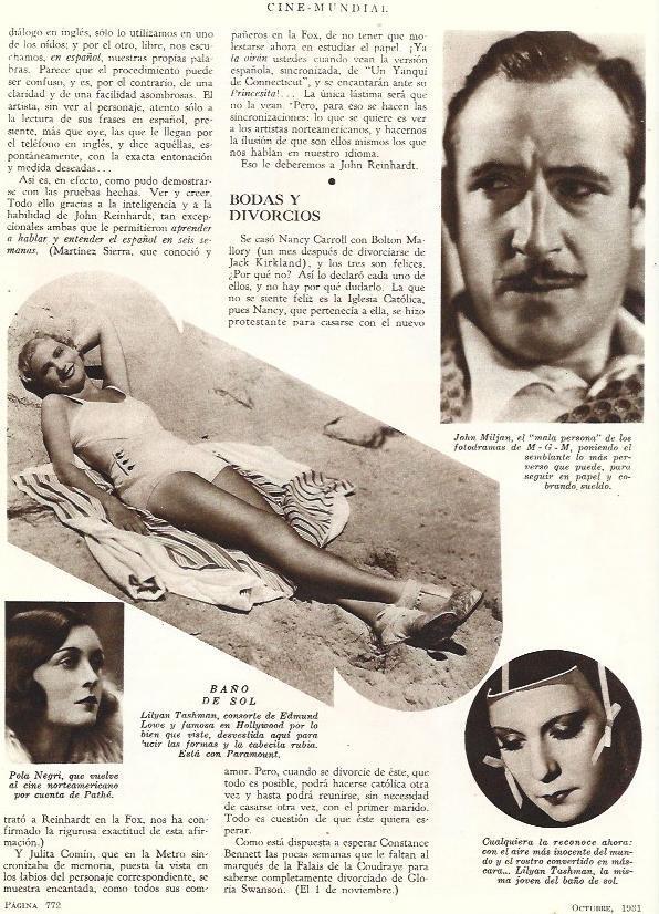 LAMINA 31821: Pola Negri, Lilyan Tashman y John Miljan