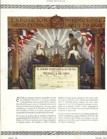 LAMINA 31830: Premio a Enoch Morgan's Sons en la Exposición de 1929 de Barcelona