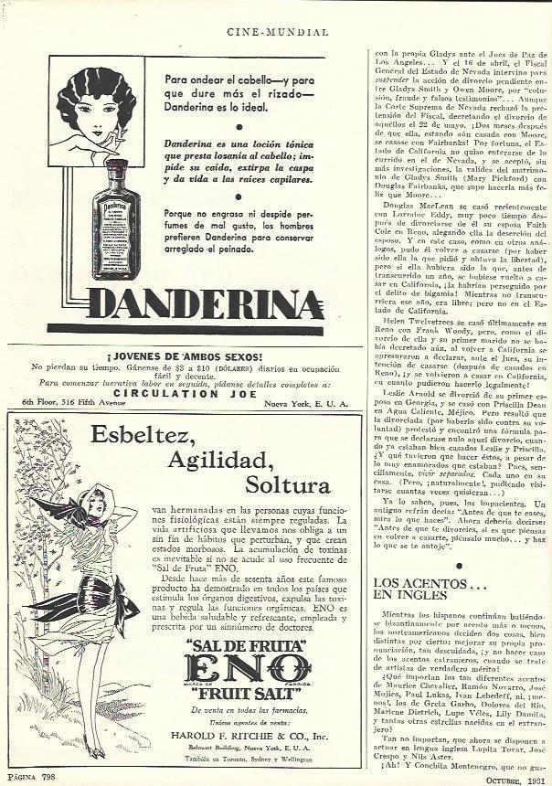 LAMINA 31834: Publicidad de Danderina y sal de fruta Eno