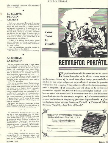 LAMINA 31835: Publicidad de maquina de escribir Remington portatil