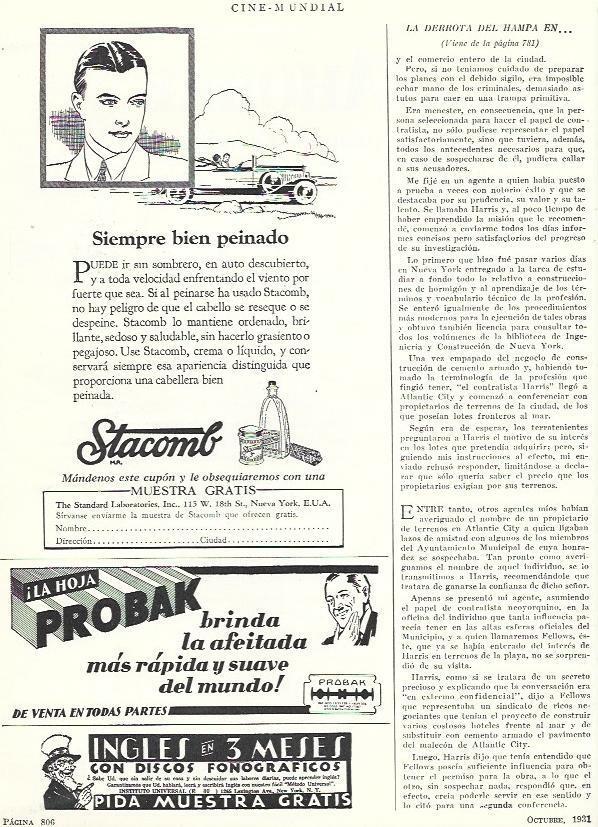 LAMINA 31838: Publicidad de Stacomb, hoja de afeitar Probak y clases de ingles