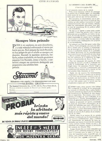 LAMINA 31838: Publicidad de Stacomb, hoja de afeitar Probak y clases de ingles