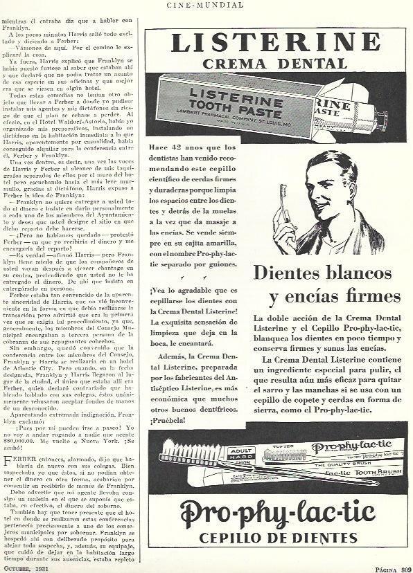 LAMINA 31840: Crema dental Listerine, publicidad