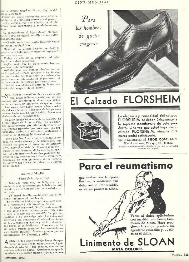 LAMINA 31841: Publicidad de calzado Florsheim y Linimento de Sloan