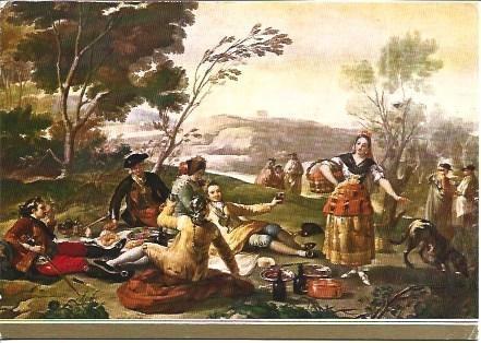 POSTAL L04835: La merienda a orillas del Manzanares, por Goya