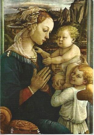 POSTAL L04829: Virgen con el Niño y angeles, por Lippi