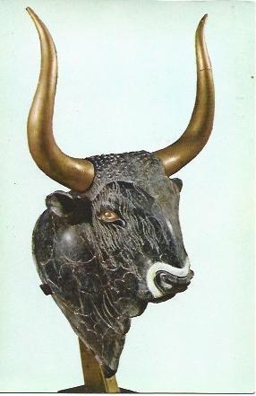 POSTAL L04776: Rhyton en cabeza de Toro. Museo de Heraclion