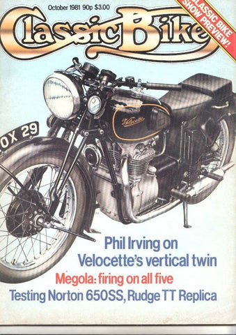 Revista, magazine: Classic Bike num 31, October 1981 - Phil Irving on Velocette's vertical twin