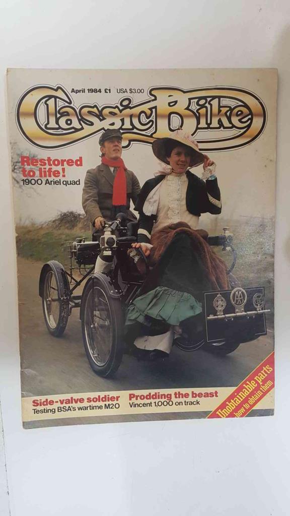 Revista, magazine: Classic Bike num 51, April 1984 - Portada 1900 Ariel Quafricycle y poster del mismo en las paginas centrales