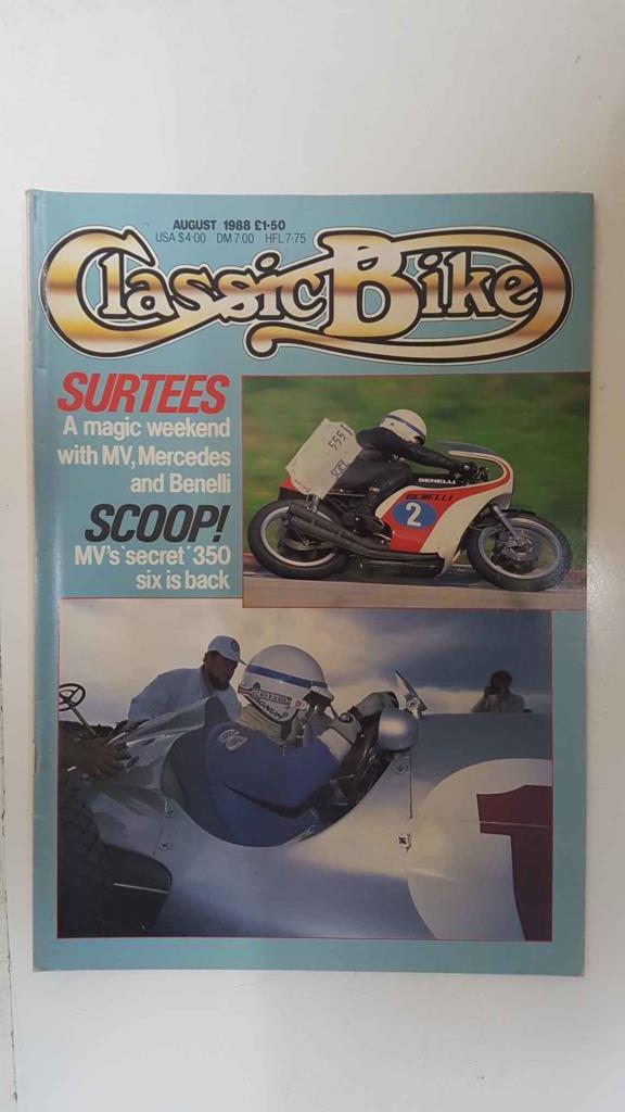 Revista, magazine: Classic Bike num 103, August 1988 - Paginas centrales ilustración de 1966 500cc Velocette Venopm Thruxton por John Bulley