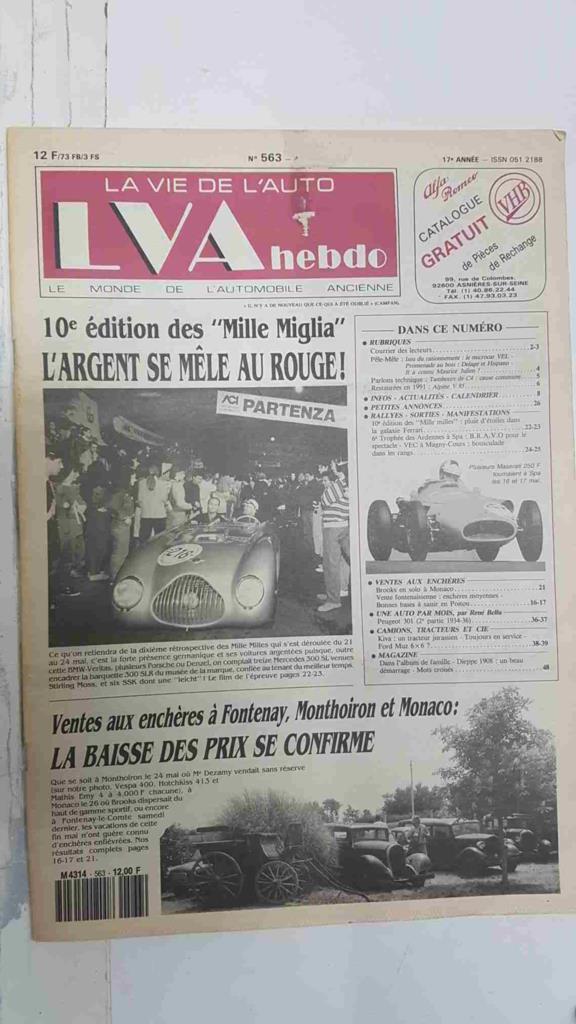 Revista, Magazine: La Vie de l'Auto LVA Hebdo num 563, 4 juin 1992 - 10e edition des Mille Miglia l'argent se mele au rouge