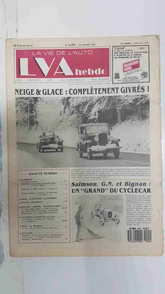 Revista, Magazine: La Vie de l'Auto LVA Hebdo num 90/4, 25 janvier 1990 - Neige & Glace (Completement givrés)