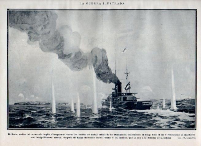LAMINA V18063: Acorazado ingles Vengeance en los Dardanelos