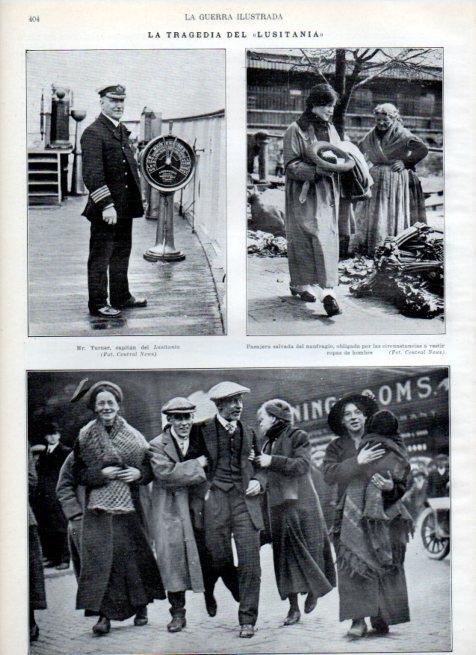 LAMINA V18060: Capitan Turner y supervivientes del Lusitania