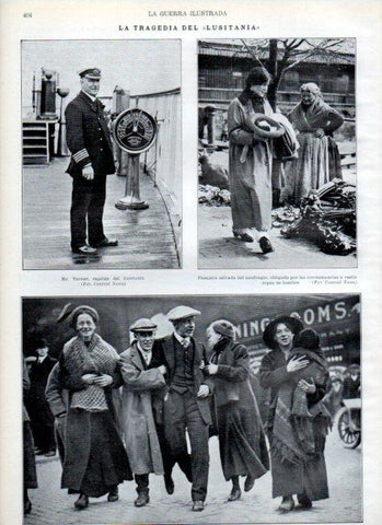 LAMINA V18060: Capitan Turner y supervivientes del Lusitania