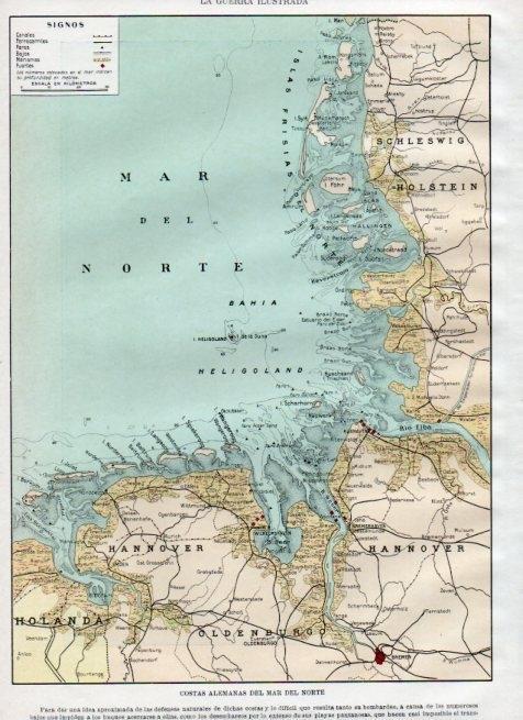 LAMINA V18072: Mapa de las costas de Alemania del mar del Norte