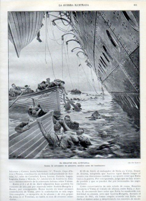 LAMINA V18070: Salvamento de pasajeros del Lusitania