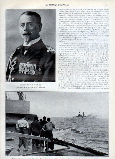 LAMINA V18028: Marineros contemplando hundimiento del crucero Mains
