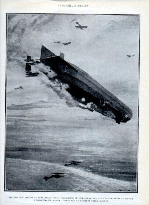 LAMINA V18085: Zeppelin perseguido por aviones
