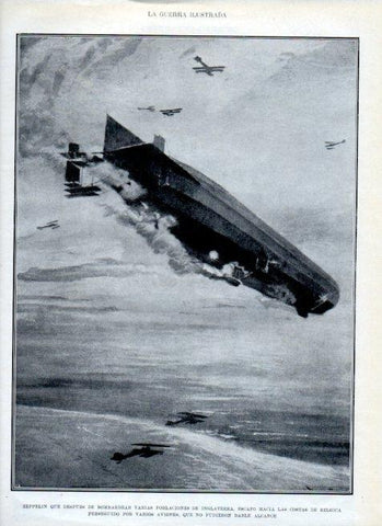 LAMINA V18085: Zeppelin perseguido por aviones