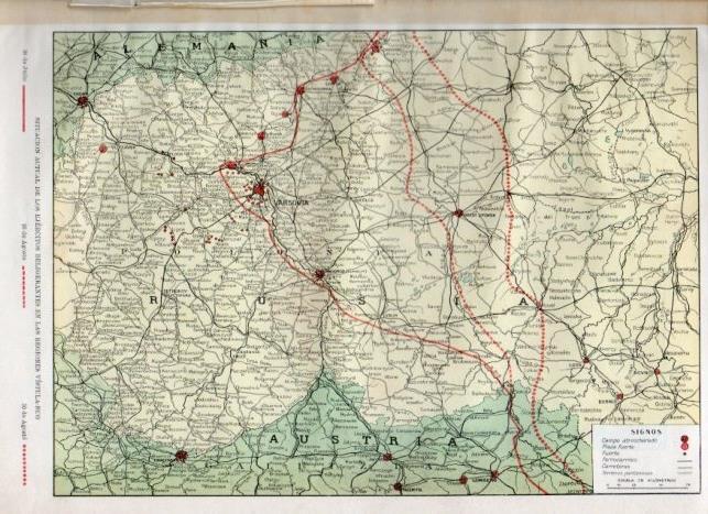 LAMINA V18141: Mapa de los ejercitos beligerantes en las regiones Vistula-Bug
