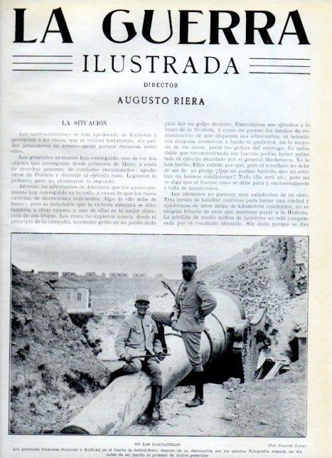 LAMINA V18130: Generales Gourand y Baillond en el fuerte Seddul-Bahr