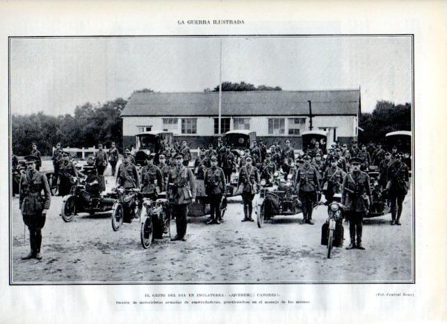 LAMINA V18117: Seccion de motocicletas inglesas armadas de cañones
