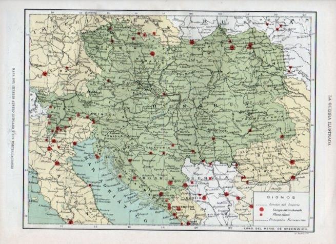 LAMINA V17901: Mapa del Imperio Austro-Hungaro y sus fortificaciones
