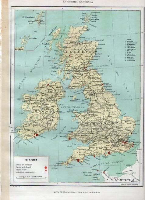 LAMINA V17918: Mapa de Inglaterra y sus fortificaciones