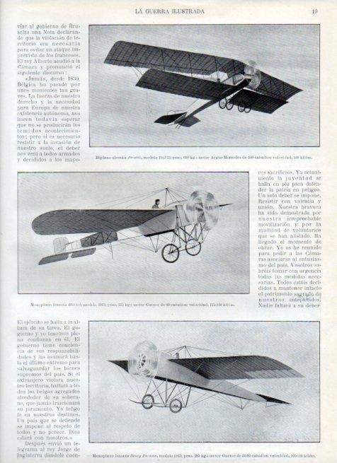 LAMINA V17864: Biplano Aviatik y Monoplano Henry Farman