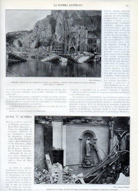 LAMINA V17885: Dinant despues de los combates entre los belgas y alemanes