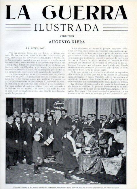 LAMINA V17979: Madame Poincare y Mr. Sharp en el Hotel Ville de Paris