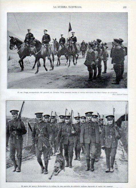 LAMINA V17974: El rey Jorge y sir Douglas Haig pasando revista al Cuerpo de Aviacion