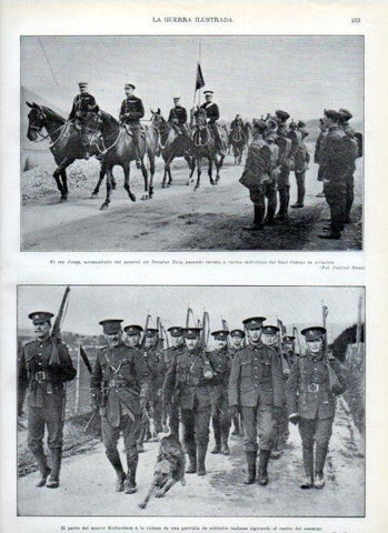 LAMINA V17974: El rey Jorge y sir Douglas Haig pasando revista al Cuerpo de Aviacion