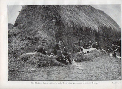 LAMINA V17946: Oficiales del ejercito frances comiendo en una tregua