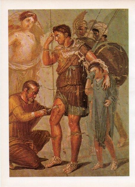 LAMINA V18665: Eneas herido, fresco romano, Museo de Napoles