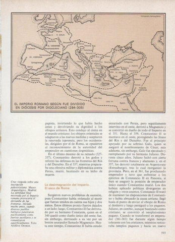 LAMINA V18704: Mapa del imperio romano dividido en diocesis por Diocleciano