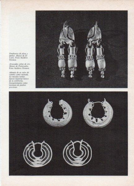 LAMINA V18556: Pendientes de plata y ambar, Museo de El Cairo