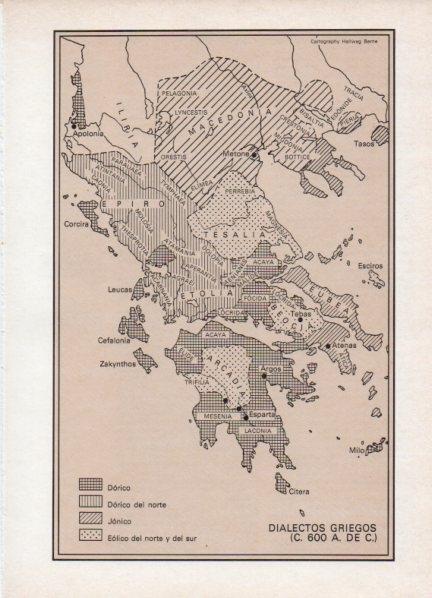 LAMINA V18536: Mapa dialectos griegos C. 600 a de C