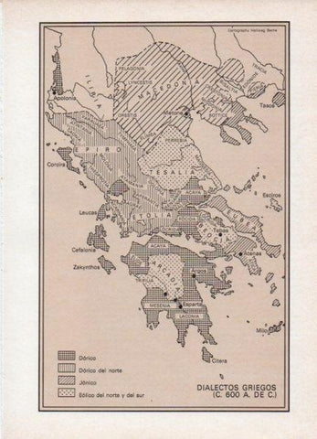 LAMINA V18536: Mapa dialectos griegos C. 600 a de C