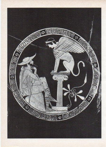 LAMINA V18577: Vaso atico que representa a Edipo y la Esfinge