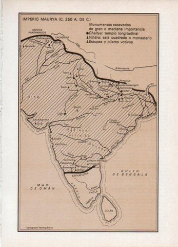 LAMINA V18604: Mapa del imperio Maurya 250 a de C