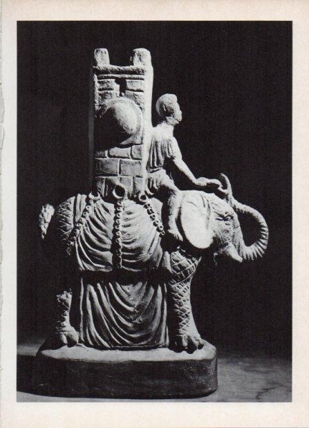 LAMINA V18609: Elefante de guerra con un soldado, terracota de Pompeya