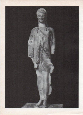 LAMINA V18580: Estatua femenina, Museo de la Acropolis de Atenas