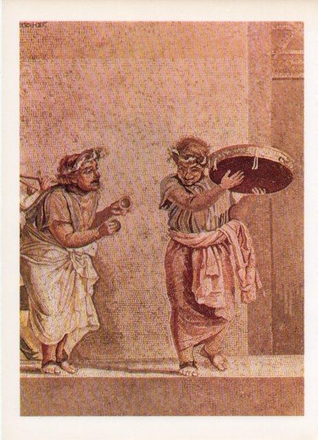 LAMINA V18762: Musicos ambulantes mosaico romano, Museo de Napoles
