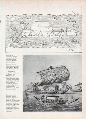 LAMINA V18775: Reconstruccion de embarcaciones egipcias, Museo Naval de Madrid