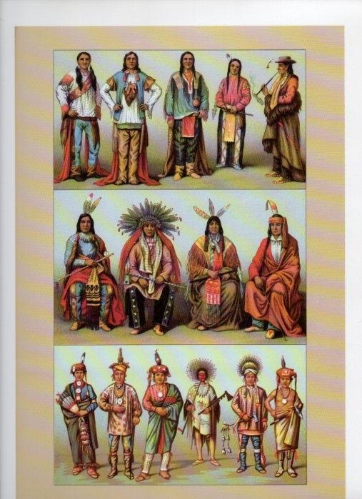 LAMINA V18342: The 19th Century antique civilizations. North American Indians: Yutes - Sioux - Jowa